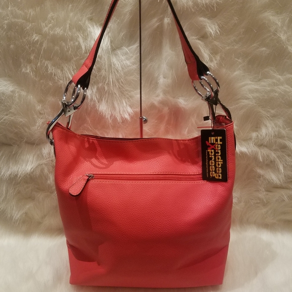 CORAL RHINESTONE BLING DESIGN HOBO HANDBAG - Picture 4 of 8